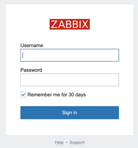 Экран входа в Zabbix